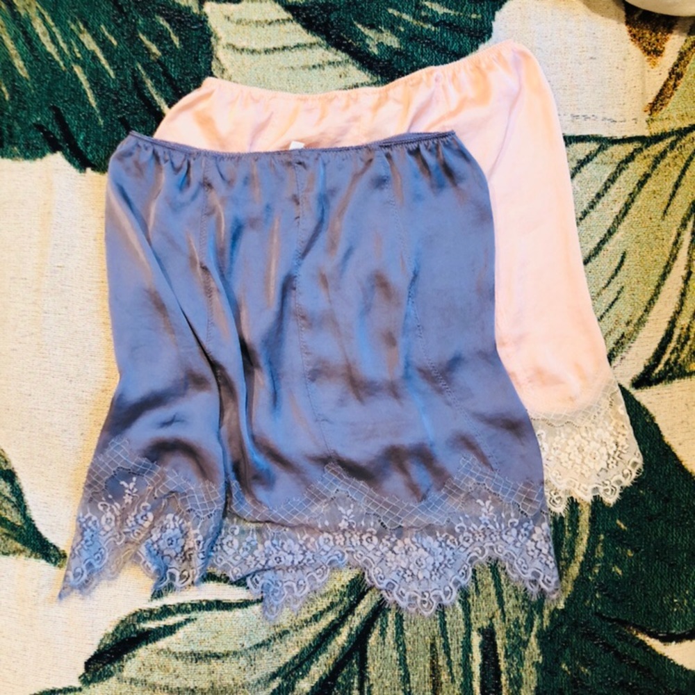 FL Set of Two Mini Slip Lace and Silk Skirts